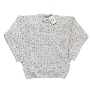 Aran Sweater Market Irish Merino Wool Cable Knit Womens Large Donegal Beige